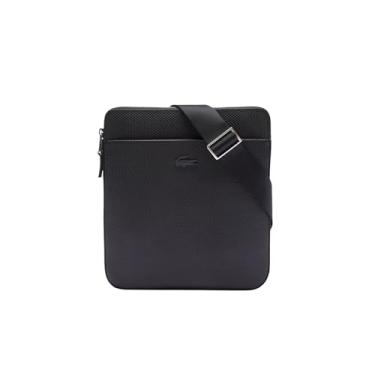 Imagem de Lacoste Bolsa masculina Chantaco Matte Piqué de couro liso com zíper, Preto, tamanho nico