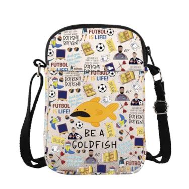 Imagem de ZJXHPO Ted TV Show Citação Bolsa tiracolo Be A Goldfish Bolsa mensageiro laço bolsa de ombro amante de futebol presente, Goldfish Cb