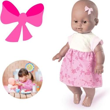 Imagem de Boneca Afro Lacinho De Pelúcia Para Criança Presente De Aniversário Co
