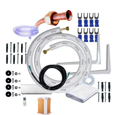 Imagem de Kit Completo Instalação Para Ar Condicionado Gree G-top Auto Inverter 9000 a 12000 Btus 1/4 3/8 2 Metros Com Suporte 450