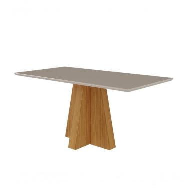 Imagem de Conjunto Sala De Jantar 160x80 Tampo Mdf/vidro 6cadeiras Cimol Nature/off White/madeira/nude