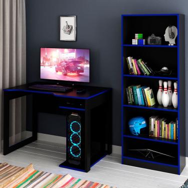 Imagem de Quarto Gamer 4 Prateleiras Preto/azul - Pnr Móveis