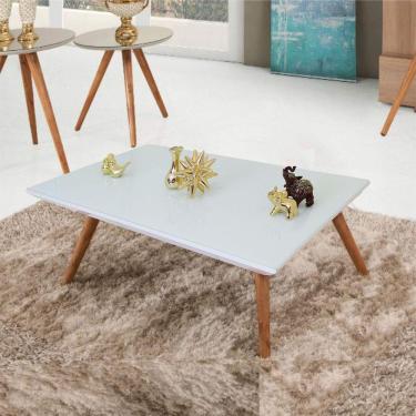 Imagem de Mesa De Centro Retangular Laqueada Com Vidro Cor Branco