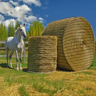 Imagem de Rede de feno redonda para cavalos, alimentador lento de nylon sem nós durável, 1,8 x 1,8 m, reduz o desperdício de feno, ideal para uso ao ar livre, promove uma digestão saudável
