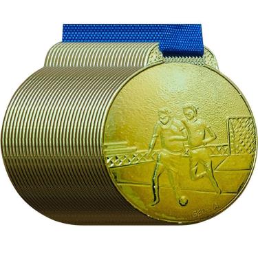 Imagem de Kit 60 Medalhas 3,5cm Campeonato Futebol Futsal Premiação bronze