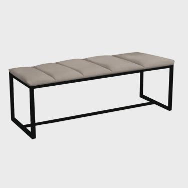 Imagem de Recamier Industrial Carla 195cm King Size Quarto Box Cama Ferro Preto Corino Bege - Ahz Móveis