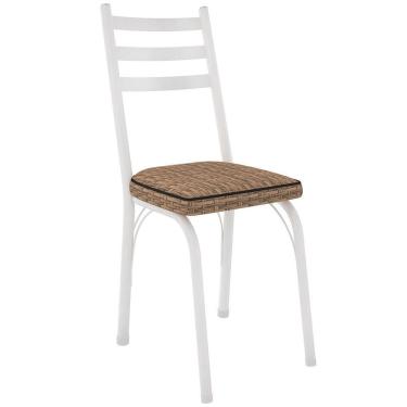 Imagem de Kit 6 Cadeiras Para Cozinha Tubular D-13 Nara De Aço Branco-rattan