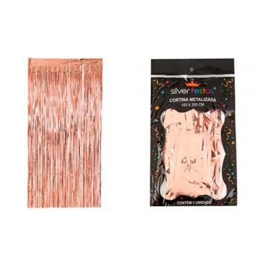 Imagem de Cortina Metalizada Rose Gold 100 X 200 Cm Un Silverfestas
