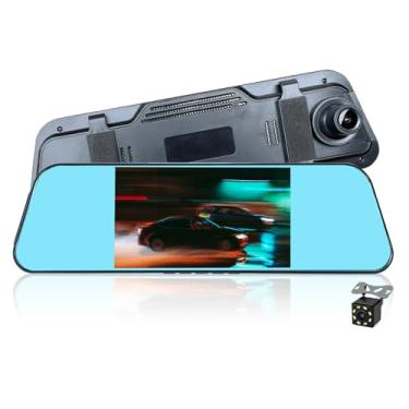 Imagem de Kit Espelho Retrovisor Automotivo com Tela, Câmera Frontal e Traseira 1080p Full HD, 32GB, Gravador com Sensor de Movimento