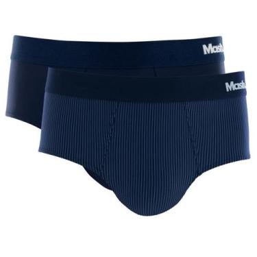 Imagem de Kit 2 Cuecas Mash Slip Microfibra Risca De Giz 151.02, Azul, Az09, GG