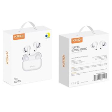 Imagem de Fone De Ouvido Sem Fio Bluetooth 5.3 Compatível iPhone e Android, Case Magnético Cancelamento de Ruído Ativo Resistente à Água e Suor, 05 Horas de Reprodução, Linha Premium Tws KD- 780, BRANCO.