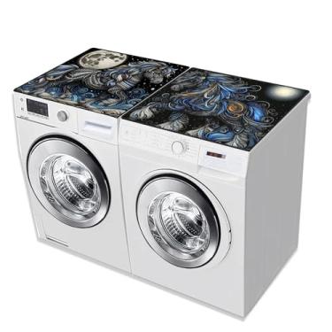 Imagem de 2 peças de capas de lavadora e secadora para o topo 60 x 60 centímetros tapete protetor superior antiderrapante capa de máquina de lavar roupa cabe na maioria das lavadoras e secadoras (cavalo)