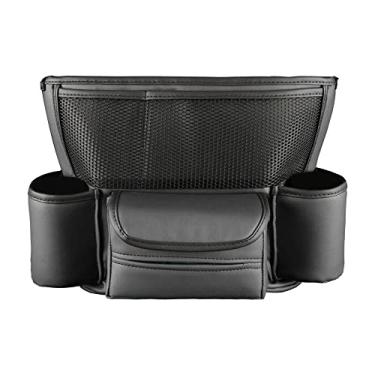 Imagem de Bolsa de Armazenamento de Carros de Grande Capacidade, Barreira para Bancos de Motorista e Traseiro, Organizador de Console Central de Couro, Design de Suporte de Bolsa, Fácil