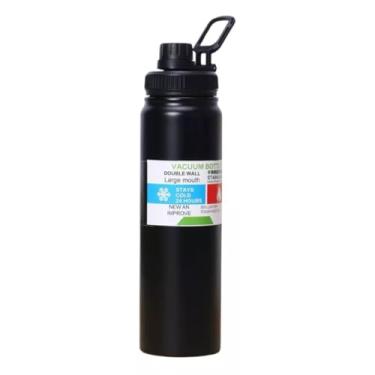 Imagem de Garrafa Térmica Squeeze Inox 800ml Com Alça Água (Preto)