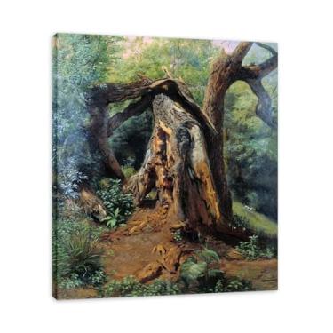 Imagem de Impressões em tela famosas. "Old Tree" de Lev Lagorio, reproduções de arte clássicas, decoração de parede moderna para sala de estar escritório. Moldura interna 70x84cm-27,5x33,1 pol