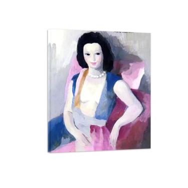 Imagem de MariIe Laurncin Famosas impressões de arte de parede em tela - Imagem moderna de decoração de parede para casa - Mulher com colar de pérolas - Reprodução de pintura pronta para pendurar Tela