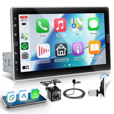 Imagem de Rádio veicular Din único com carplay sem fio Android Auto, tela sensível ao toque Hodozzy de 10,1 polegadas, som automotivo com Bluetooth, rádio FM/AM/RDS, link espelhado, SWC, EQ, USB duplo, AUX +