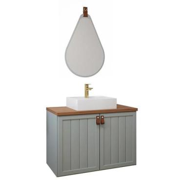 Imagem de Gabinete de Banheiro Alure 80 com espelho gota Pistache/Freijo - MGM