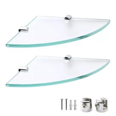 Imagem de Kit 2 Prateleira Porta Shampoo Canto de Vidro Para Banheiro Lavanderia Prateleira Multiuso