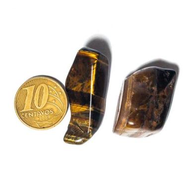 Imagem de 02 Olho de Tigre Africano Rolado Pedra G 30 a 45mm Classe A - Cristais