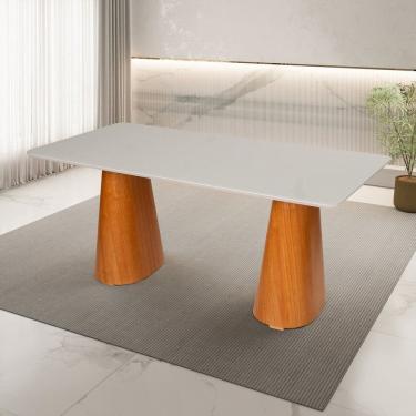 Imagem de Mesa Retangular em Madeira Maciça Authentic Espresso Móveis Champagnhe/Off White