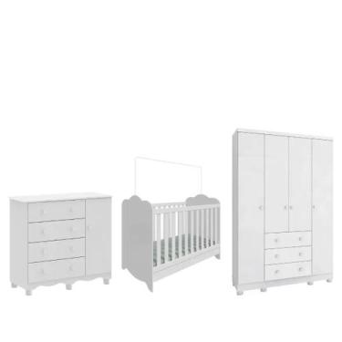 Imagem de Quarto Completo Bebe Moveis Peroba Dorabelly Clara Jr MDF 4, Branco