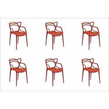 Imagem de Cadeira De Jantar Allegra Laranja Telha Rivatti Kit 6 Unid