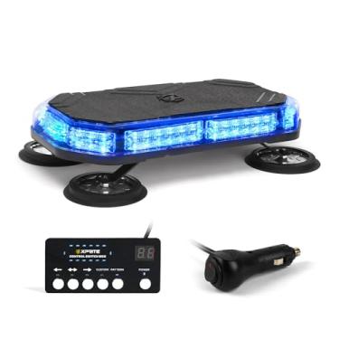 Imagem de Xprite Luz estroboscópica de LED azul, barra de luz intermitente de aviso de perigo de emergência de alta visibilidade com painel de controle para bombeiros voluntários veículos caminhões POV