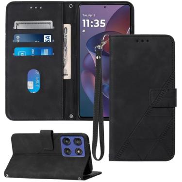 Imagem de Moment Dextrad Capa carteira para Moto G Stylus 2025, compartimentos para cartão, alça de pulso, proteção interna de telefone TPU, capa flip de couro PU para Moto G Stylus - 2025 (preto)