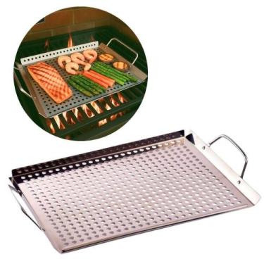 Imagem de Bandeja Grelha Churrasqueira Legumes Peixe Steak Inox Prana - Grill&Pi