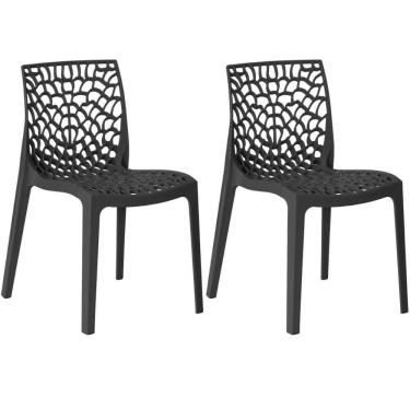 Imagem de Kit 2 Cadeiras De Jantar Gruvyer Design Em Polipropileno - Preto