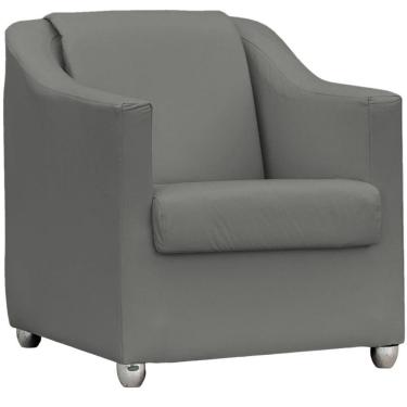 Imagem de Poltrona Decorativa Para Sala Mila Corino Cores Pé De Plástico Cromado - Cinza, Corino