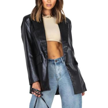 Imagem de Jaqueta De Motociclista De Couro Falso Clássico Para Mulheres Com Colarinho E Fecho De Zíper - Elegante Para Amantes De Motocicletas, C Black, M