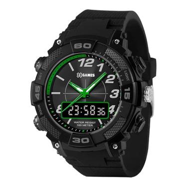 Imagem de Relógio X-Games AnaDig Preto Verde Silicone Prova D`agua