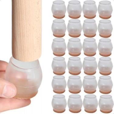 Imagem de Kit 40 Protetores Para Pé Cadeiras Silicone Flex Com Feltro - Caetano 