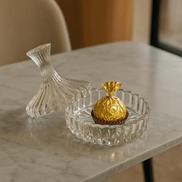 Imagem de Bombonière de Vidro Cristalino com Tampa Design Canelado, para Doces Decoração