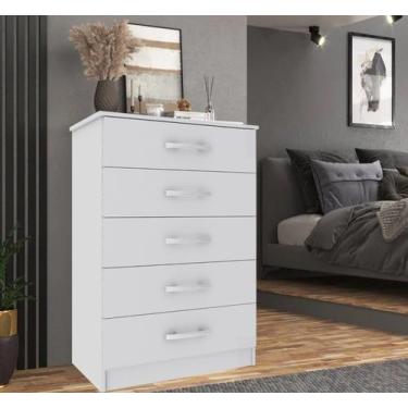 Imagem de Cômoda Branca com 5 Gavetas MDP Design Moderno e Funcional - Comprelar
