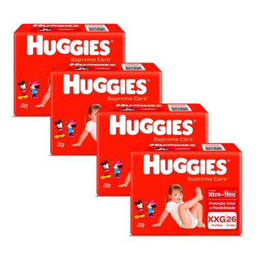 Imagem de Kit 4 Fralda Huggies Supreme Care Tamanho XXG 26 Fraldas Descartáveis cada