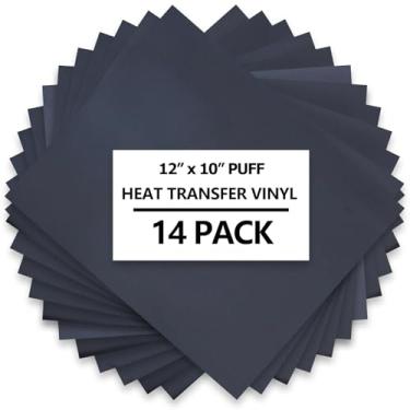 Imagem de HTVVETUR Folhas De Vinil 3D Puff Com Transferência Térmica, 14 Peças, 30,5 Cm X 25,4 Cm, Para Passar A Ferro Em Camisetas, Compatíveis Cricut Ou Mark (Preto)
