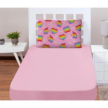 Imagem de Jogo De Lençol Solteiro Soft 2 Peças Fronha Pop It Unicórnio - Mercado