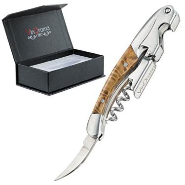 Imagem de VinOrama Waiters saca-rolhas abridor de vinho com cabo de jacarandá 3 em 1 abridor de garrafas de cerveja e cortador de alumínio, a melhor escolha de garçons profissionais e bartenders em todo o mundo