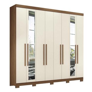 Imagem de Guarda Roupa Casal Master New 8 Portas Jatobá-areia Com Espelho E Pés - Santos Andirá Jatobá-areia