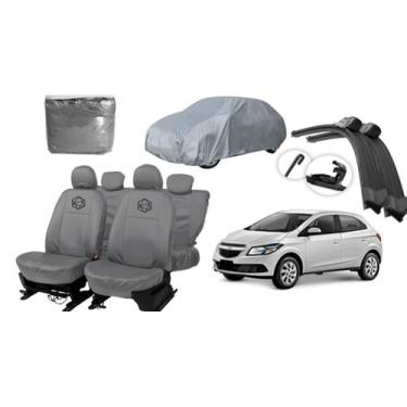 Imagem de Conjunto capa couro cinza Ônix + brinde limpador novo - iron tech