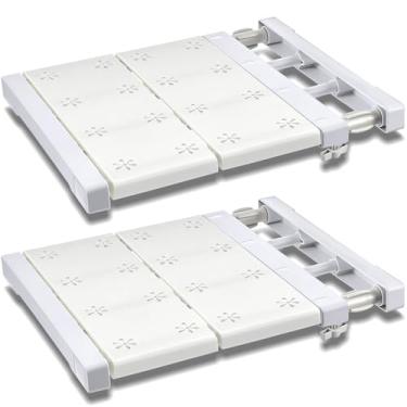 Imagem de Gerrii 2 peças de prateleira de tensão de armário expansível organizador de armário prateleira de armazenamento de metal ajustável separador divisor em camadas escalável para armário, guarda-roupa
