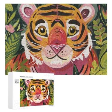 Imagem de Quebra-cabeça para adultos 1000 peças quebra-cabeça desafiador tigre e flores com letras na parte de trás quebra-cabeça personalizado perfeito para noites de jogo