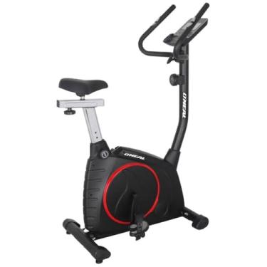 Imagem de Bicicleta Ergométrica Vertical Silenciosa com 8 Níveis de Resistência Magnética, Banco Ajustável e Monitor LCD – Uso Residencial