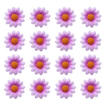 Imagem de Ruwado 50 peças de flores de margarida, 4 cm, girassóis artificiais de seda de crisântemo para casamento, noiva, festa, casa, decoração artesanal (roxo claro)
