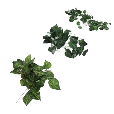 Imagem de Generic Plantas de Suspensão Falsa, Decoração de Decoração Falsa Folhas Estruturadas Fáceis de Manter, Vivas Com 6 Copos para Prateleiras para Manter (TIPO2)