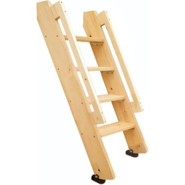 Imagem de Escada De Beliche De Madeira Resistente, Escada De Cama De Solteiro Com Corrimãos & Almofadas Para Os Pés, Dormitório Quarto De Crianças Antiderrapante Escada De Subida, 137cm/54"