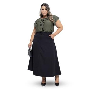 Imagem de Saia Longa Alfaiataria Com Cinto Exclusivo e Zíper Lateral - Rosamel, 